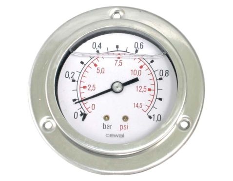 Manometer Ø50 flange 0-1bar 1/4"