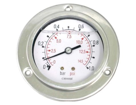 Manometer Ø63 flange 0-1bar 1/4"