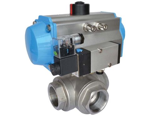 Kulventil 3-vägs L pneumatisk 2 1/2"